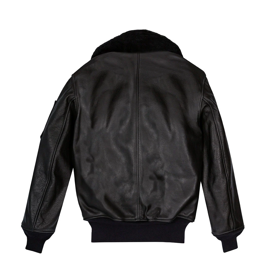 B-15 Leather Flight Jacket Z27H02 in Black - Image 3