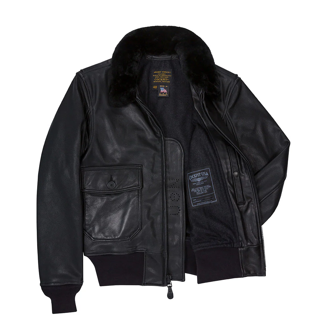 Black Leather G-1 Military Spec Jacket Z21E013 - Image 3