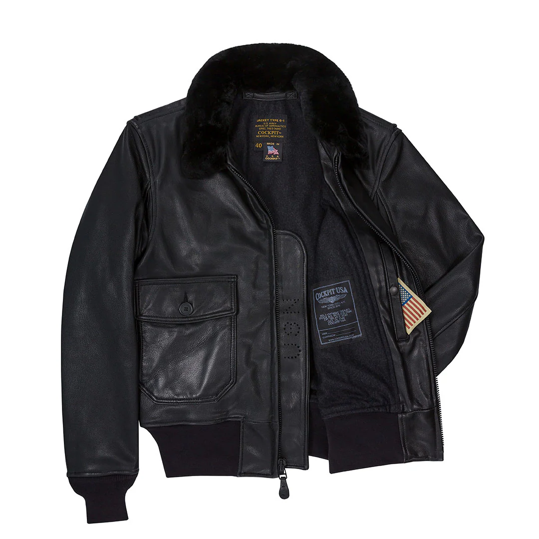 Black Leather G-1 Military Spec Jacket Z21E013 - Image 4
