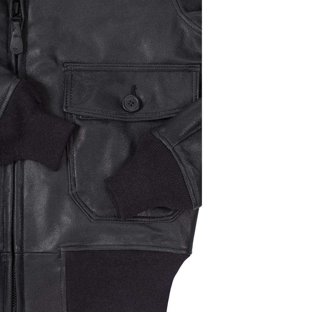 Black Leather G-1 Military Spec Jacket Z21E013 - Image 6