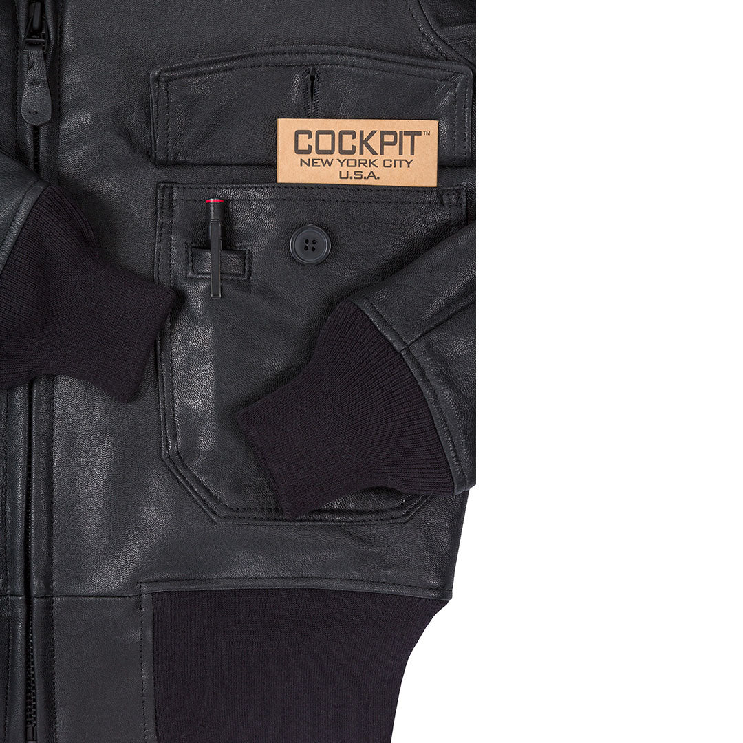 Black Leather G-1 Military Spec Jacket Z21E013 - Image 7
