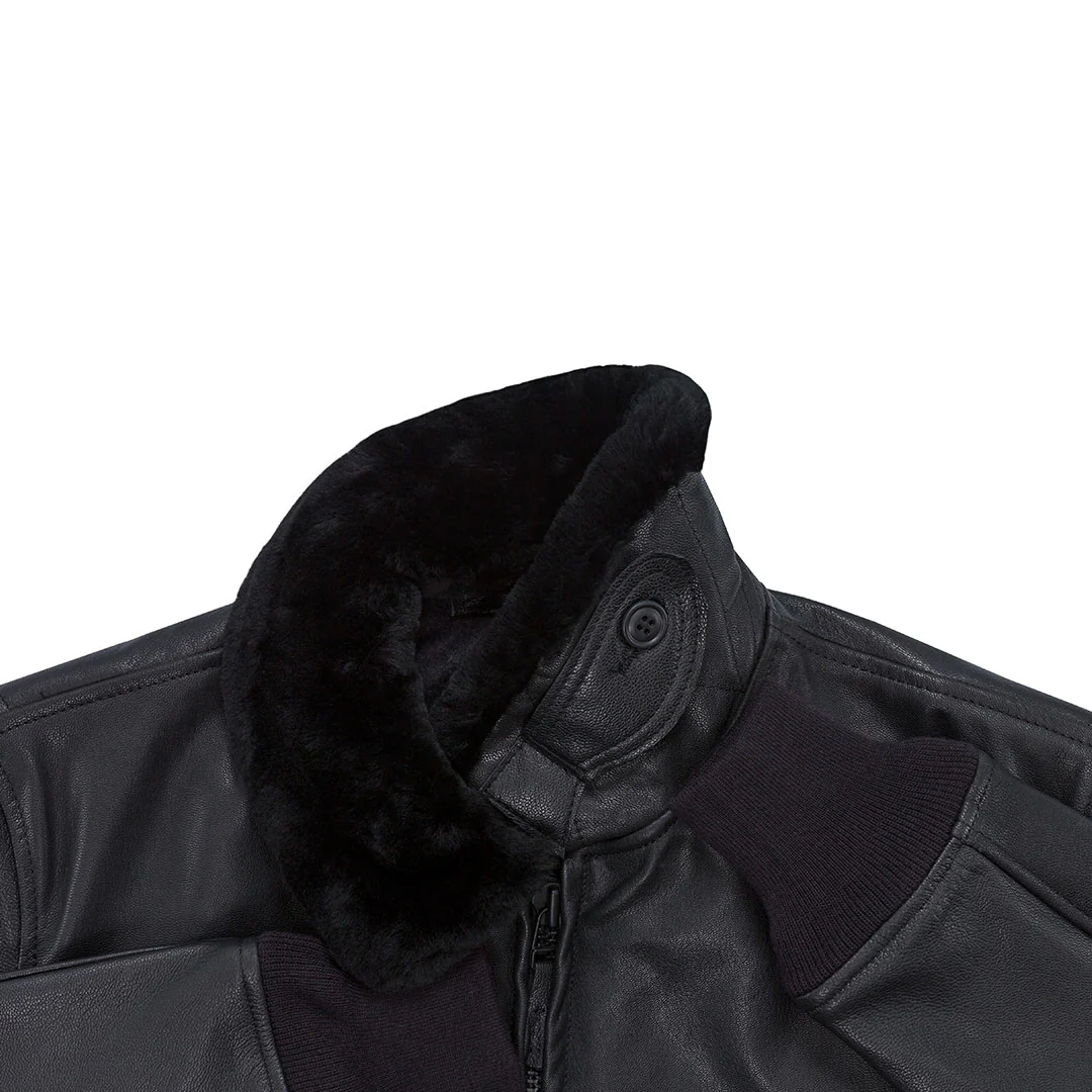 Black Leather G-1 Military Spec Jacket Z21E013 - Image 8