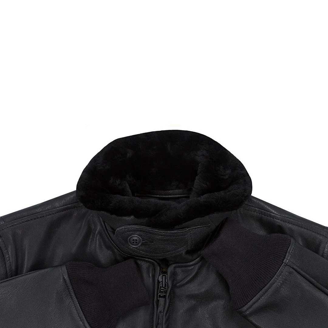 Black Leather G-1 Military Spec Jacket Z21E013 - Image 9
