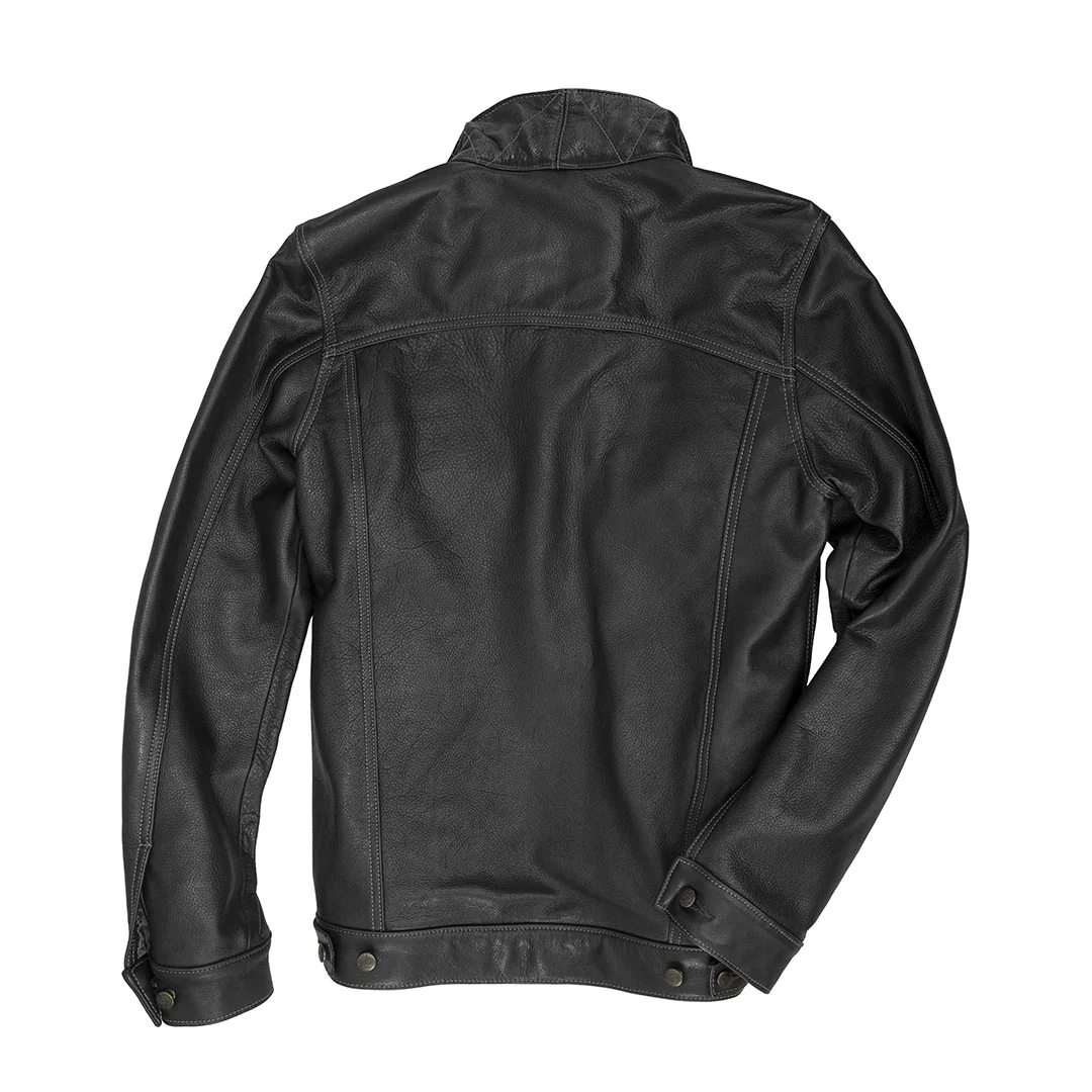 Calfskin Leather Jean Jacket Z21X003 in Black - Image 4