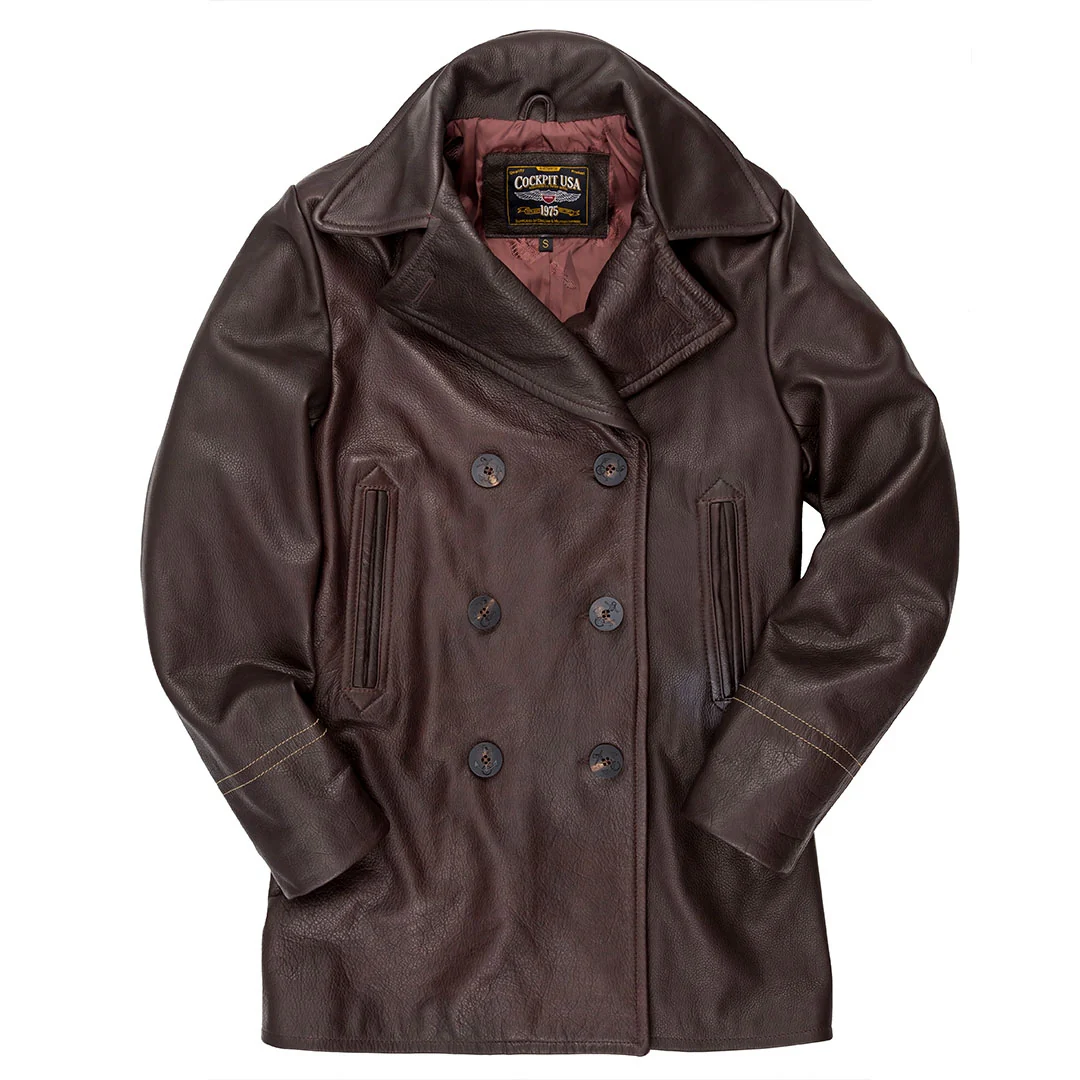 Leather Pea Coat Z21V030 - Image 10