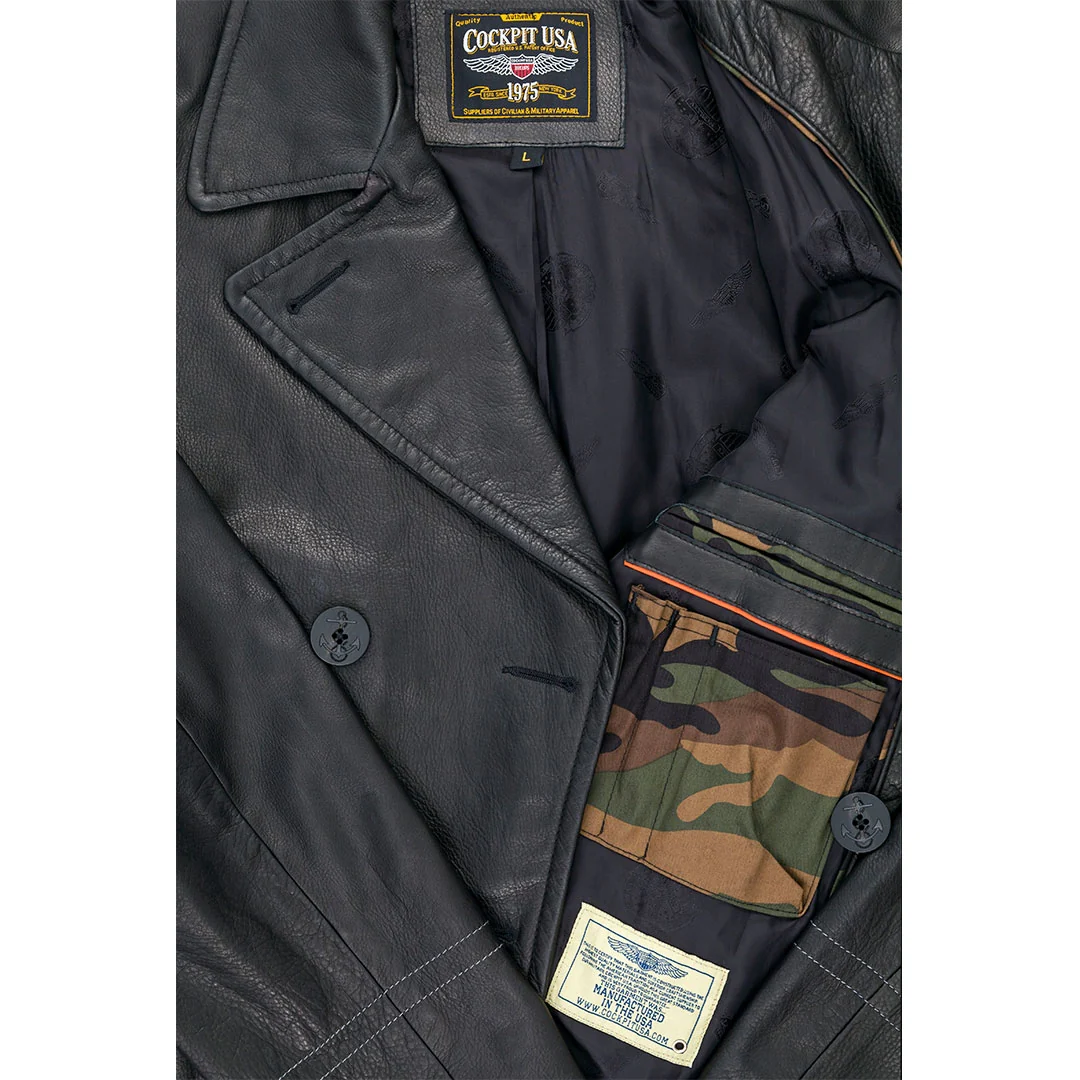Leather Pea Coat Z21V030 - Image 5