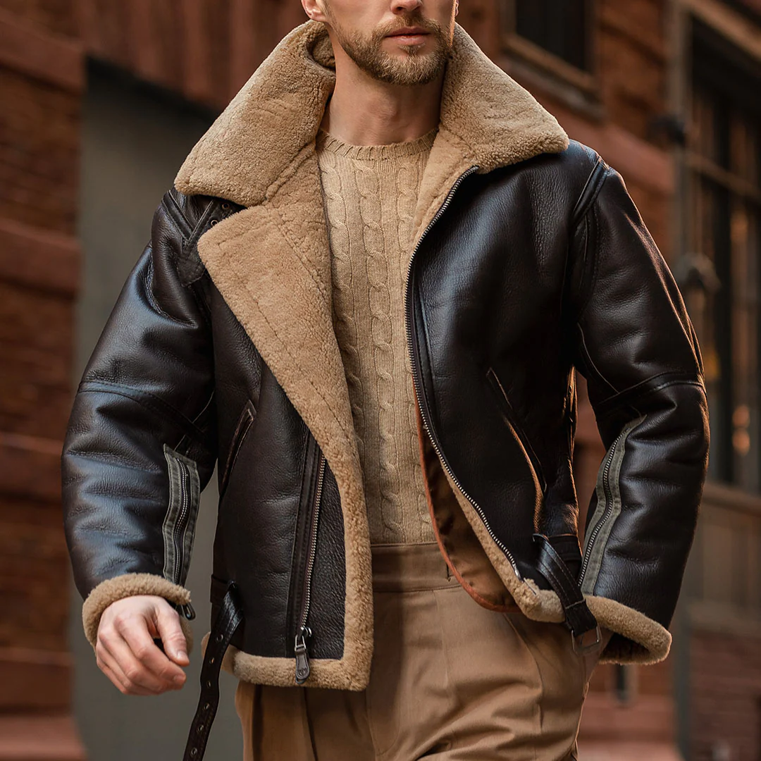 RAF Fighter Weight Sheepskin Bomber Jacket Z21W010 - Image 4