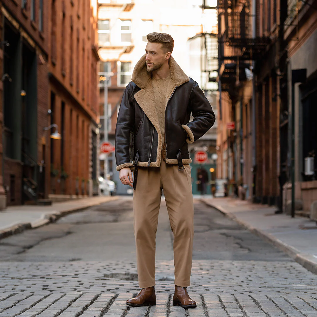 RAF Fighter Weight Sheepskin Bomber Jacket Z21W010 - Image 5