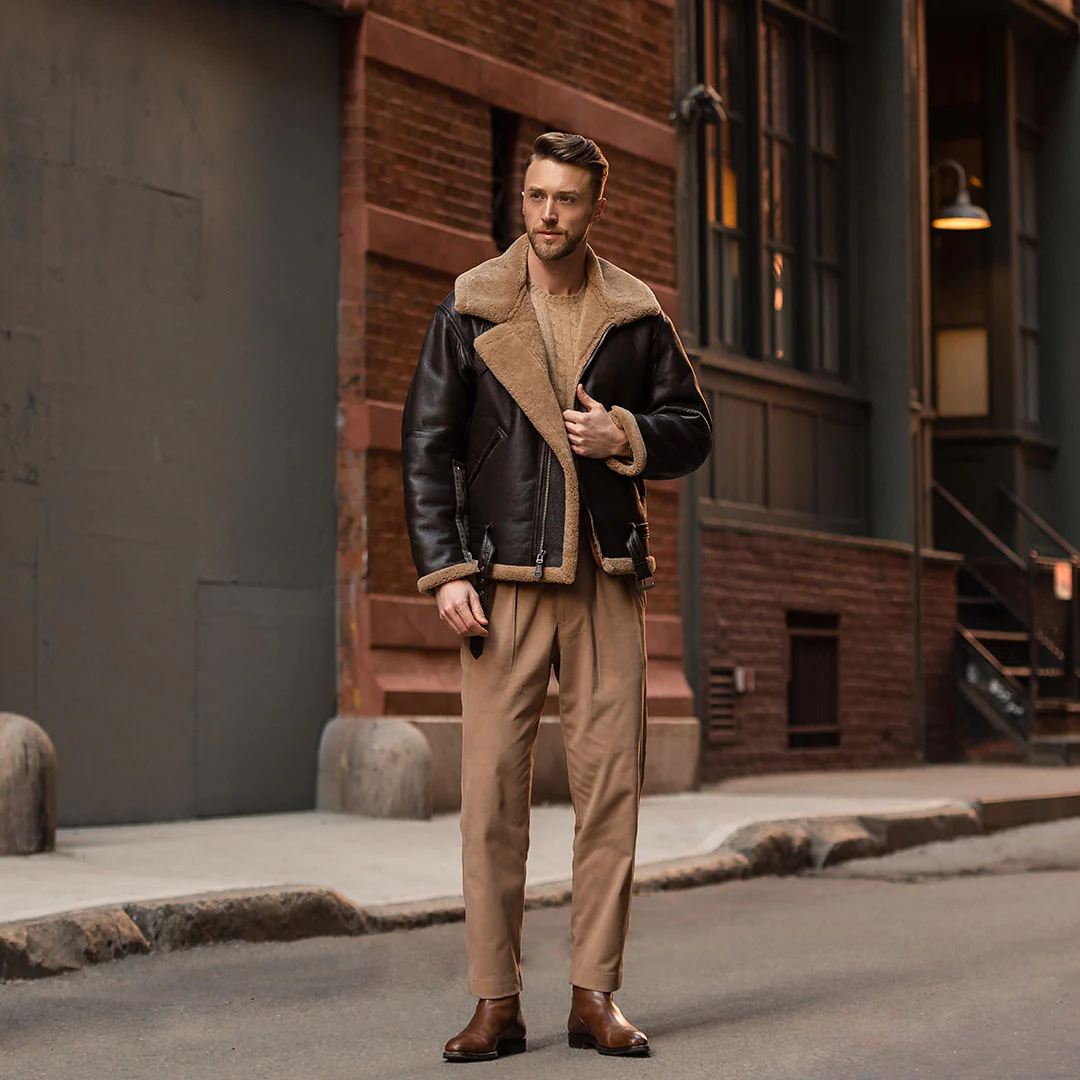 RAF Fighter Weight Sheepskin Bomber Jacket Z21W010 - Image 6