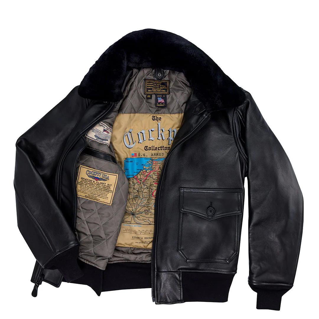 U.S. Navy Lambskin G-1 Flight Jacket Z201035M in Black - Image 2