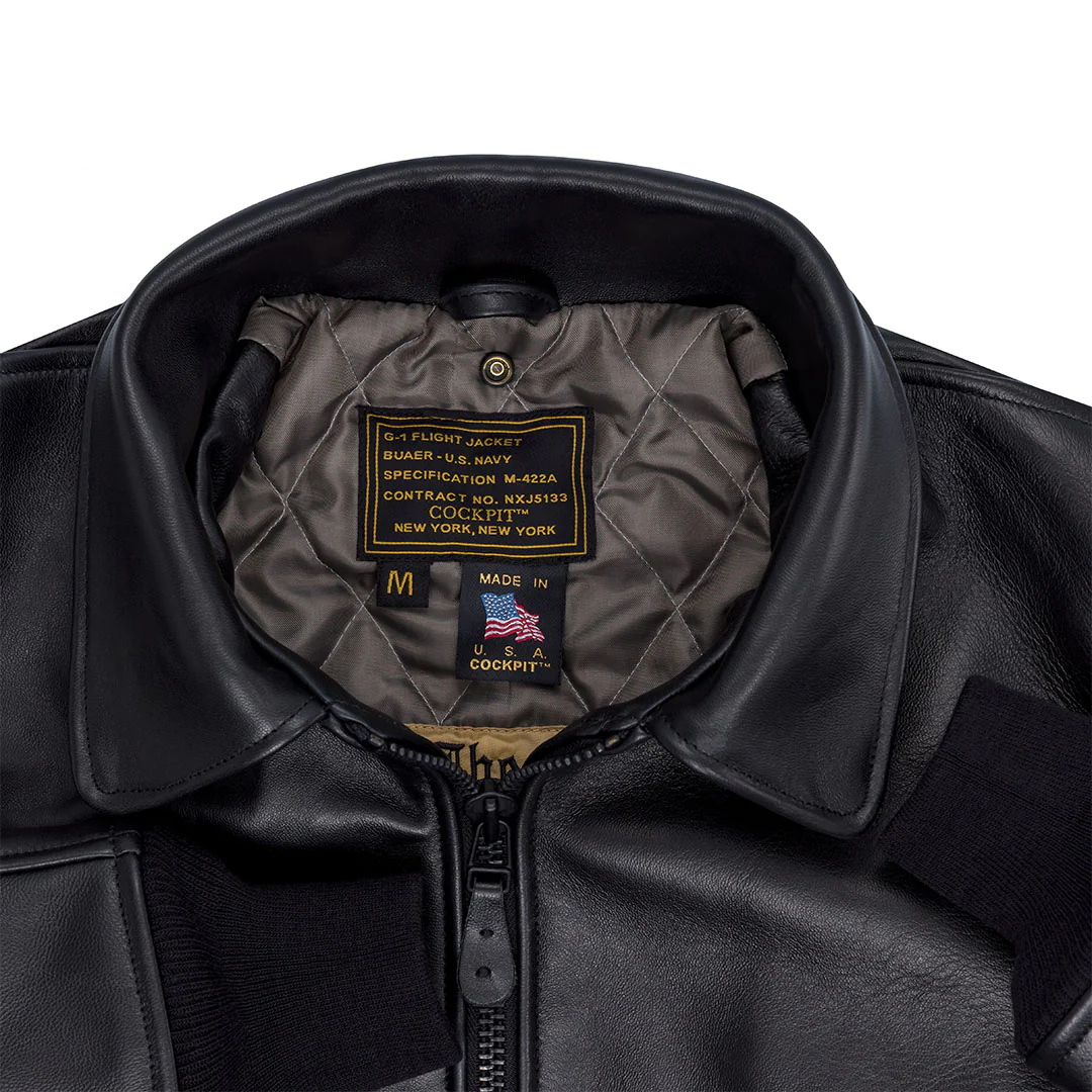 U.S. Navy Lambskin G-1 Flight Jacket Z201035M in Black - Image 4