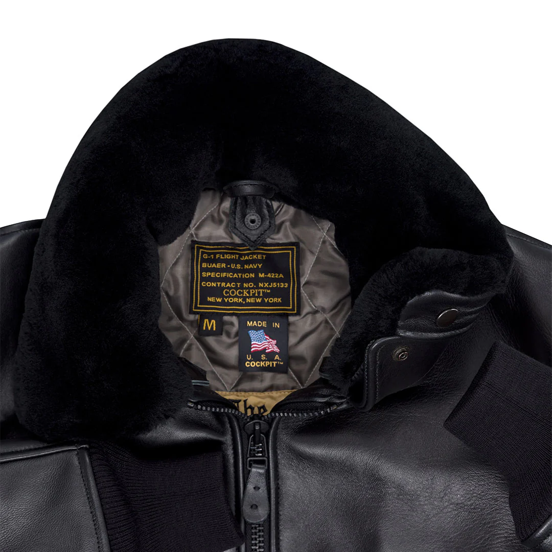U.S. Navy Lambskin G-1 Flight Jacket Z201035M in Black - Image 5