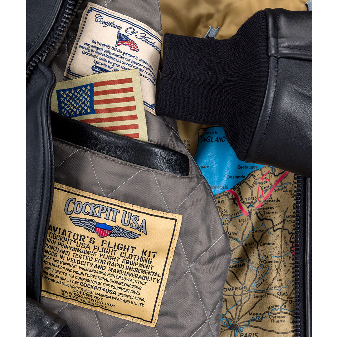U.S. Navy Lambskin G-1 Flight Jacket Z201035M in Black - Image 6