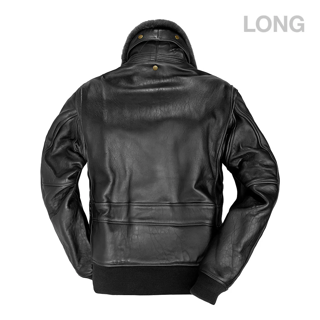 U.S. Navy Lambskin G-1 Flight Jacket (Long) Z201035ML in Black - Image 3
