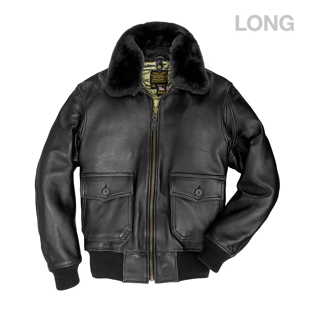 U.S. Navy Lambskin G-1 Flight Jacket (Long) Z201035ML in Black - Image 8