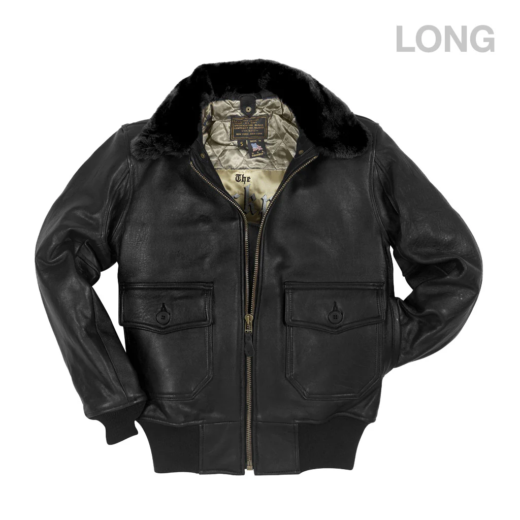 U.S. Navy Lambskin G-1 Flight Jacket (Long) Z201035ML in Black - Image 9