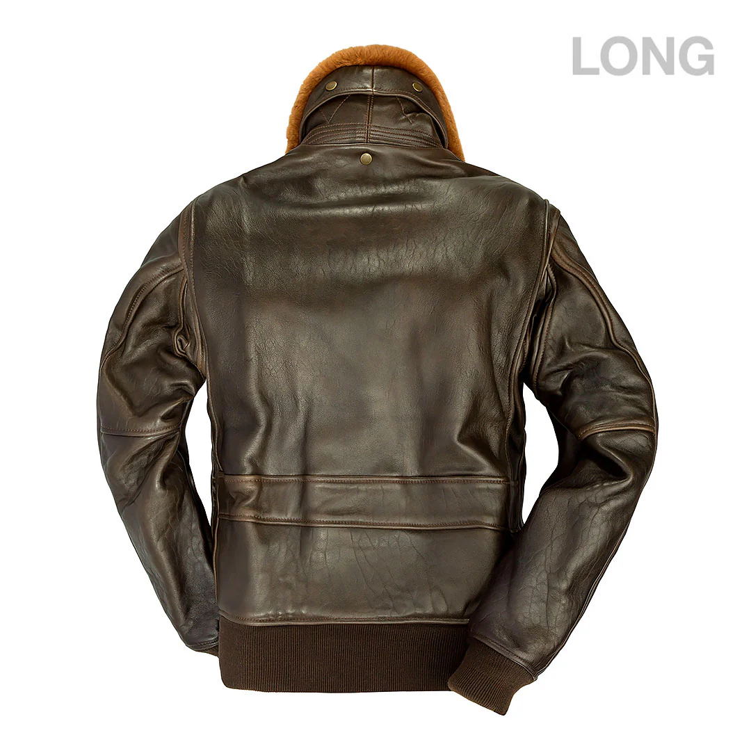 U.S. Navy Lambskin G-1 Flight Jacket (Long) Z201035ML in Brown - Image 3