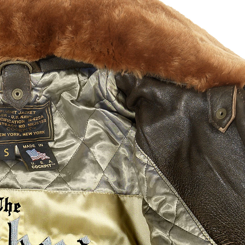 U.S. Navy Lambskin G-1 Flight Jacket (Long) Z201035ML in Brown - Image 4