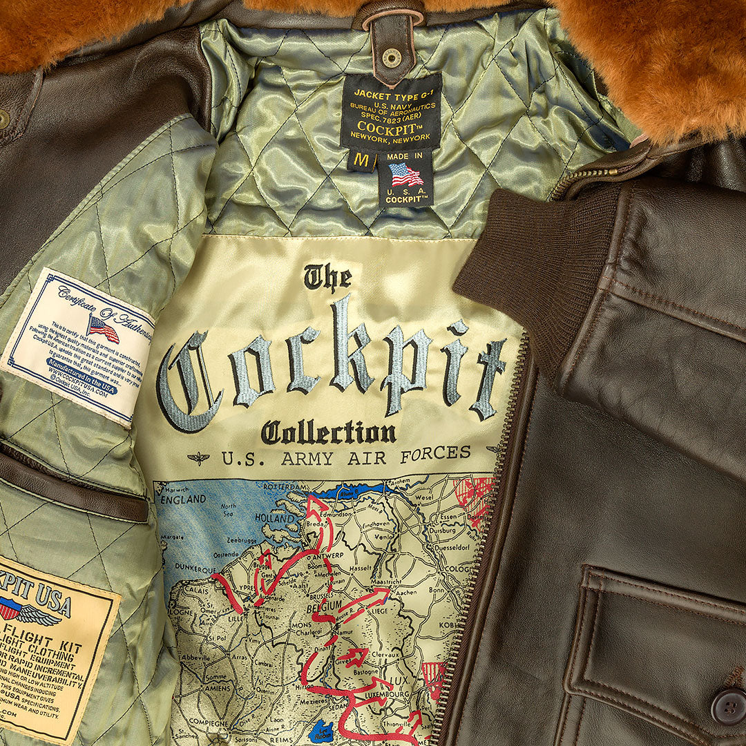 U.S. Navy Lambskin G-1 Flight Jacket (Long) Z201035ML in Brown - Image 5