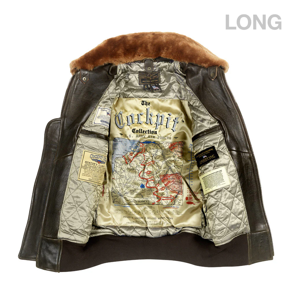 U.S. Navy Lambskin G-1 Flight Jacket (Long) Z201035ML in Brown - Image 7