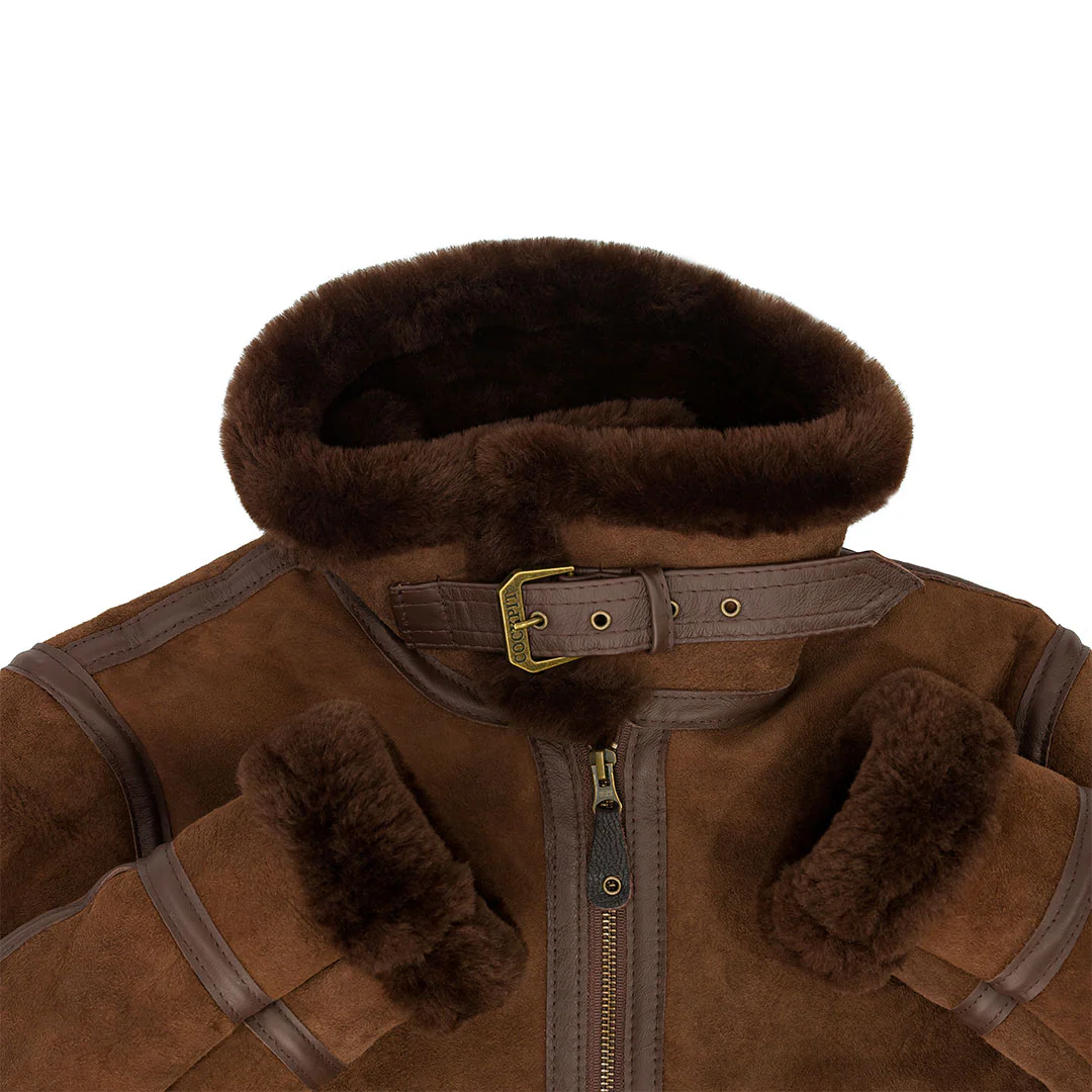Women's B-3 Suede Bomber Jacket in Brown W72N200 - Image 3