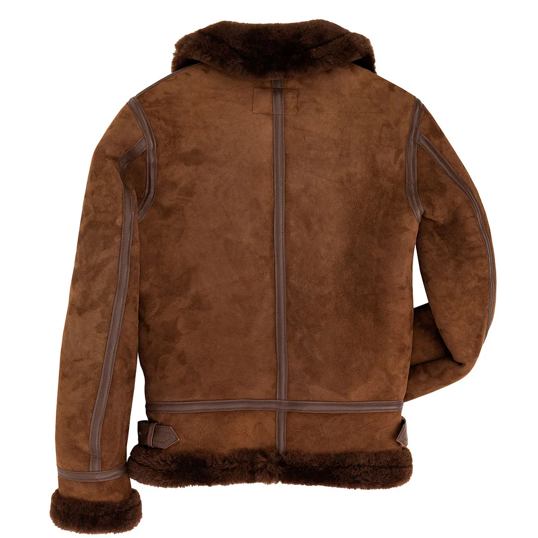 Women's B-3 Suede Bomber Jacket in Brown W72N200 - Image 4