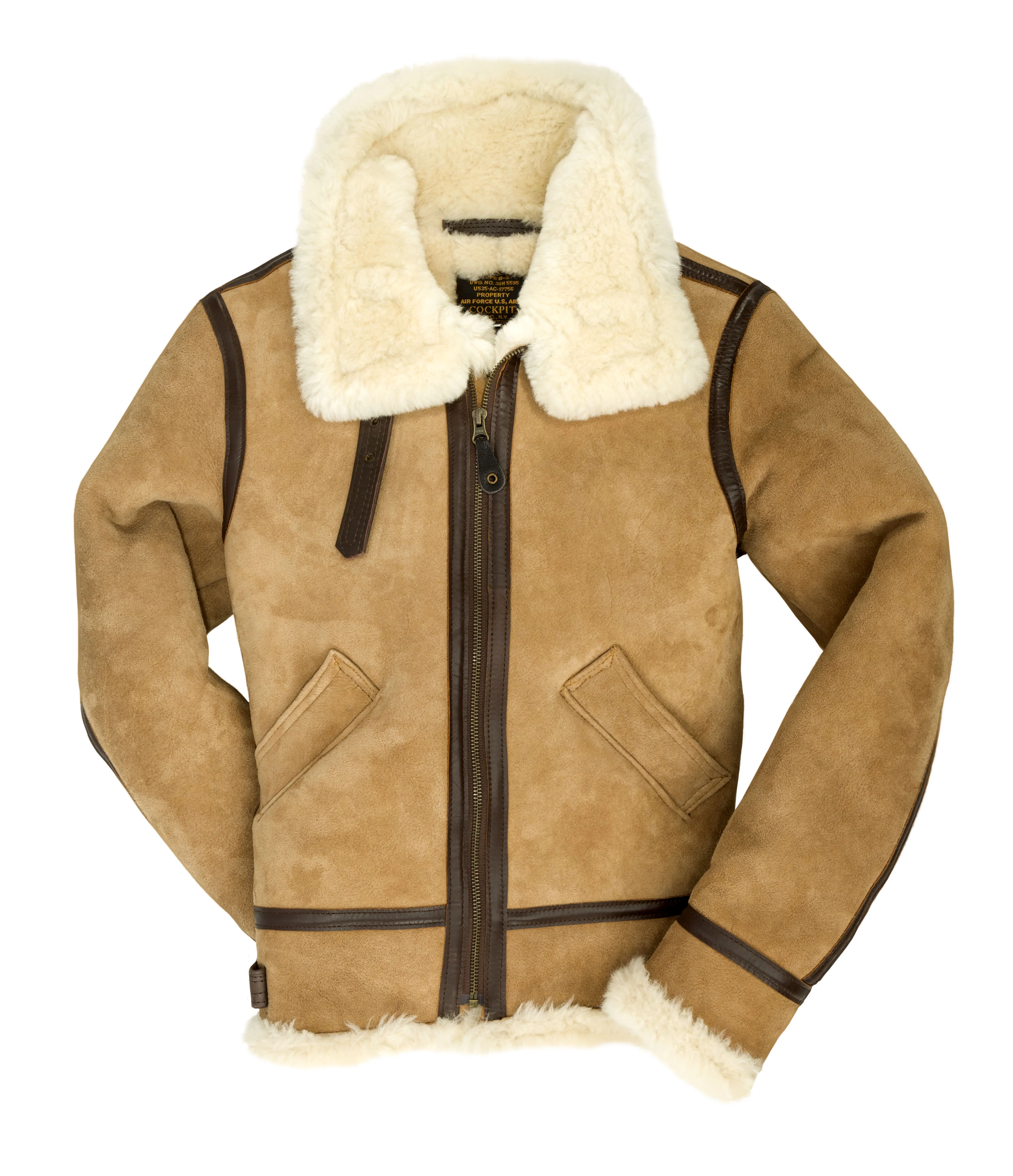 Women's B-3 Suede Bomber Jacket in Tan W72N200 - Image 5