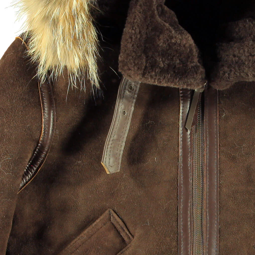 Women's Hooded B-3 Bomber Jacket in Brown W72N300 - Image 4