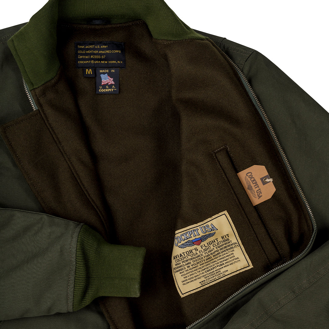 Wool Lined WWII American Tanker Jacket in Olive Z21821N - Image 4